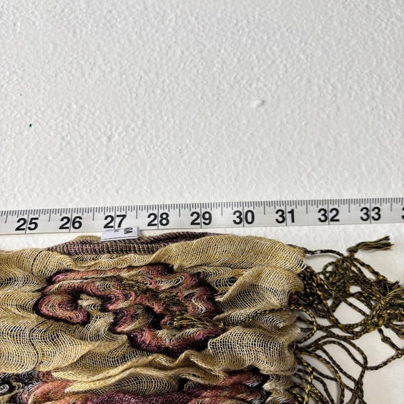 Pashmina & Silk Floral Scarf in Purple and Yellow - Picture 5 of 7